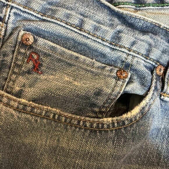 POLO RALPH LAUREN denim blue jeans button fly 38X32 38 X 32 - Picture 4 of 9